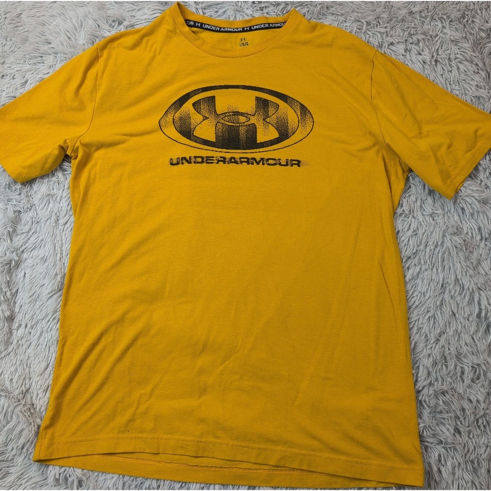 Under Armour Shirt Womens L Gold Tee Athletic Loose Active Wear Comfort Logo